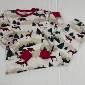 Children’s Place Kids Pajama Set with Reindeer and Trees - Red and Green